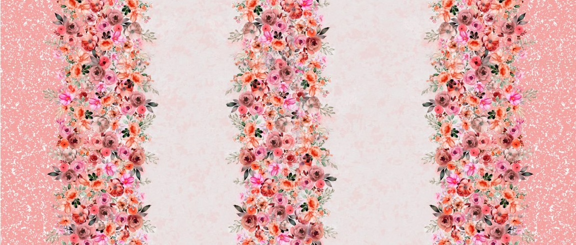 Tecido exclusivo Claudia Barddal 100% algodão – Coleção Aquarelando – Rosa
